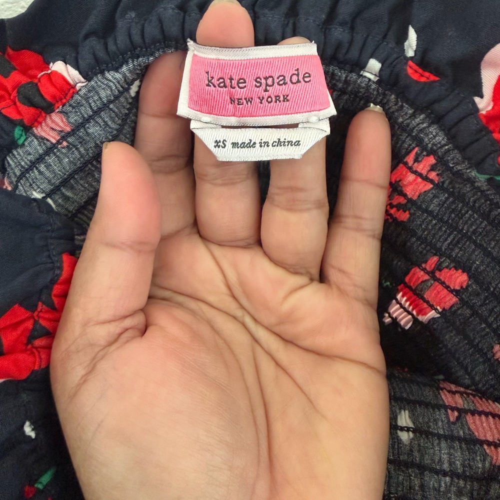 Kate Spade Red and Black Floral Design blouse